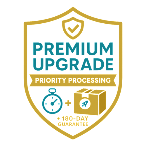 Priority Processing & Handling + 180 Day Guarantee