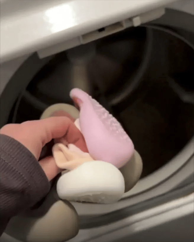 Tiny Explorings shoes being washed